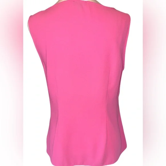 Talbots Bright Pink Sleeveless Blouse w/Tie Front - Picture 3 of 9